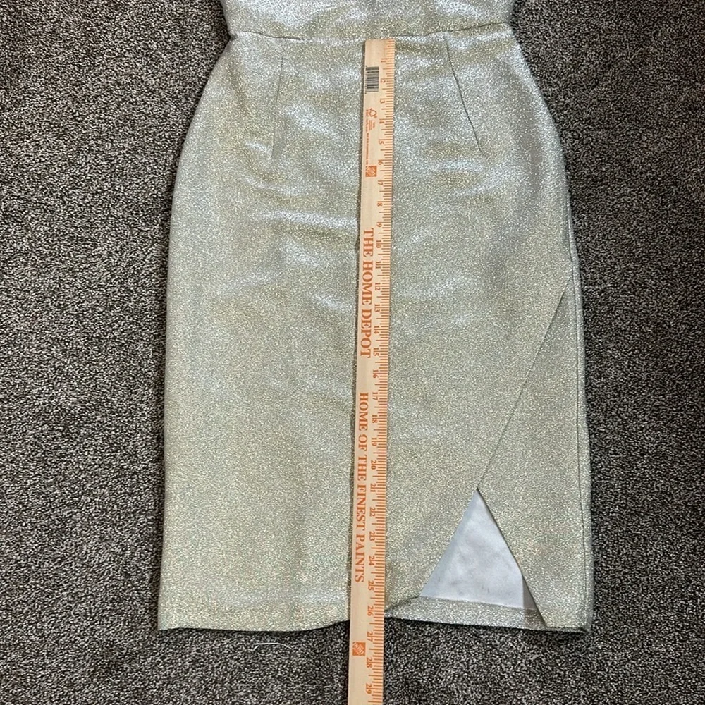 Topshop Tinsel gold one shoulder sparkle glitter dress 6 - Picture 13 of 13